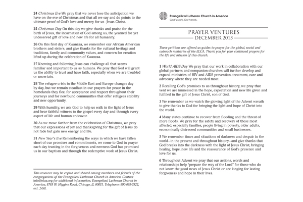 December 2015 Letter