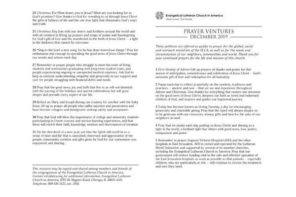 December 2019 Letter