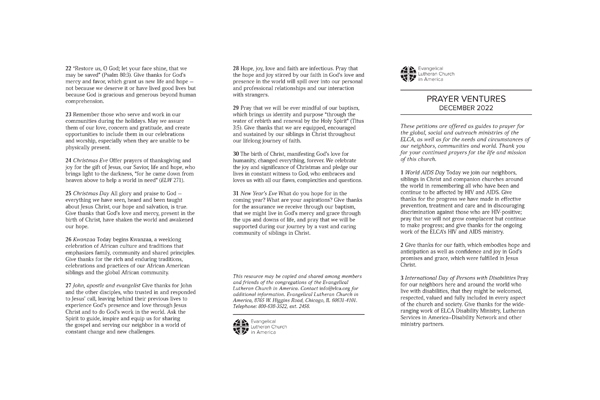 Prayer Ventures December 2022