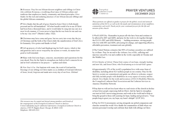 Prayer Ventures December 2023