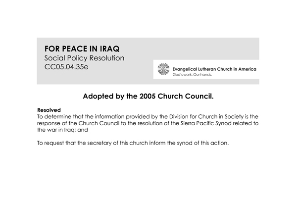 Peace in Iraq SPR05