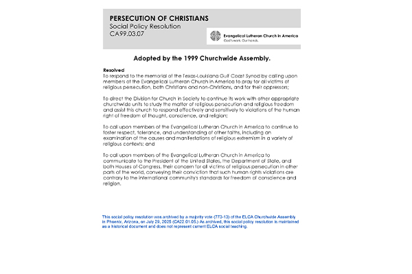Persecution of Christians SPR99