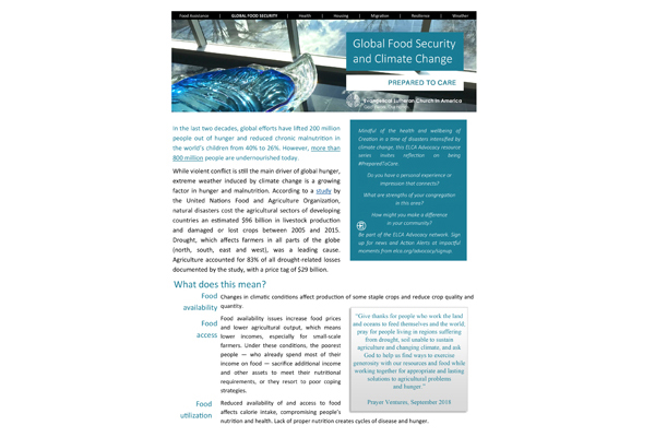 Prepared to care: Global food security and climate change