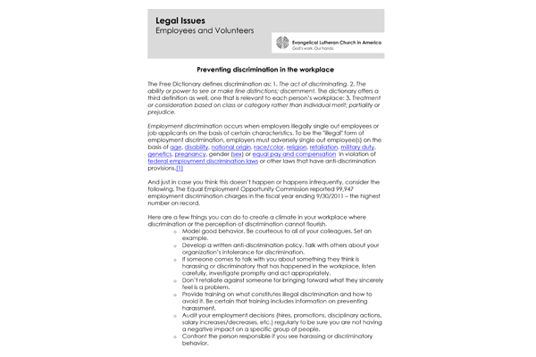 Preventing Workplace Discrimination