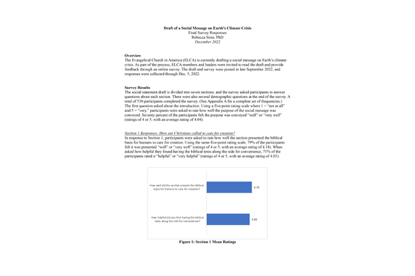 Public Feedback Report of Draft Social Message on Earth’s Climate Crisis