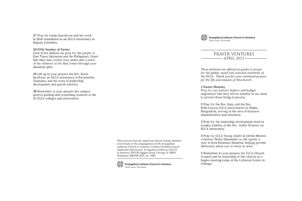 Prayer Venture April 2013 (Tri-fold)