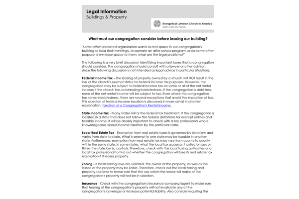Legal Information – Renting Building
