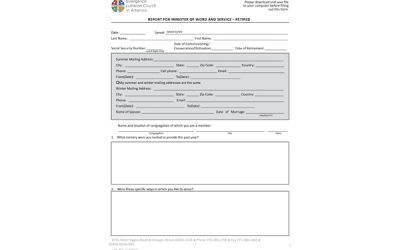 Report For Minister of Word and Service Retired