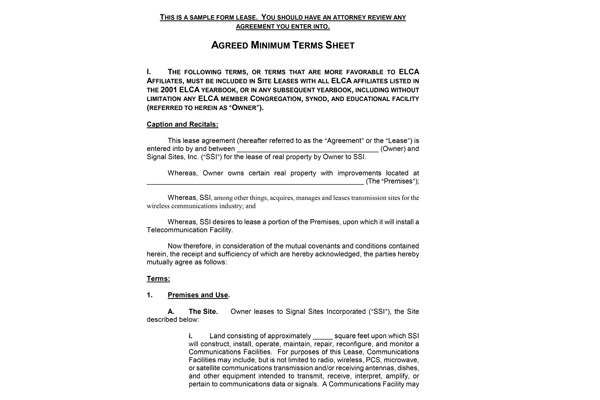 Resource: Sample Cellular Tower Lease