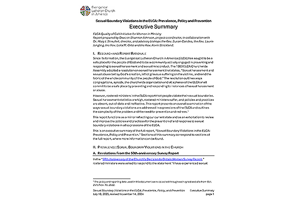 Sexual Boundary Violations – Executive Summary