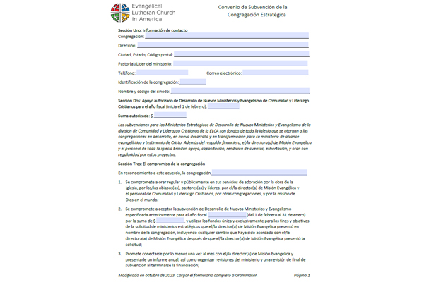 Strategic Ministry Covenant Spanish