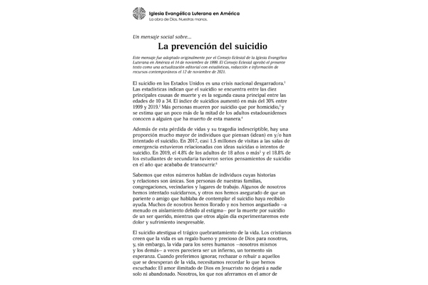 Suicide Prevention (Spanish)