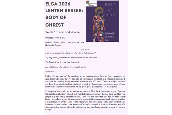 Week 3 Lent Series – Bishop S Johnson “Land and People”