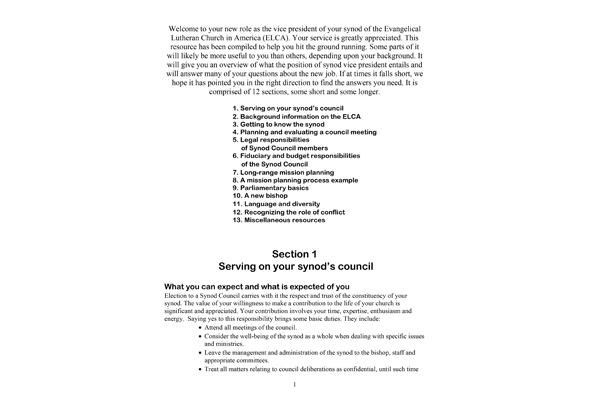 Synod Council Administrative Resources