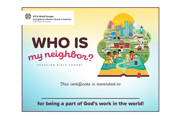 “Who is My Neighbor?” VBS Certificate