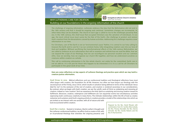 Why Lutherans Care for Creation: Building on our foundations (TMIT 2018)