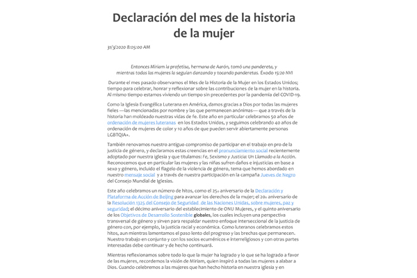Women’s History Month 2020 (Spanish)