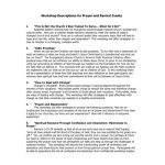 Workshop Description for Prayer and Revival Events