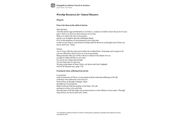 Worship Resource: Storms and Flooding