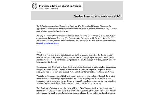 Worship Resources for 9/11 Thumbnail Image