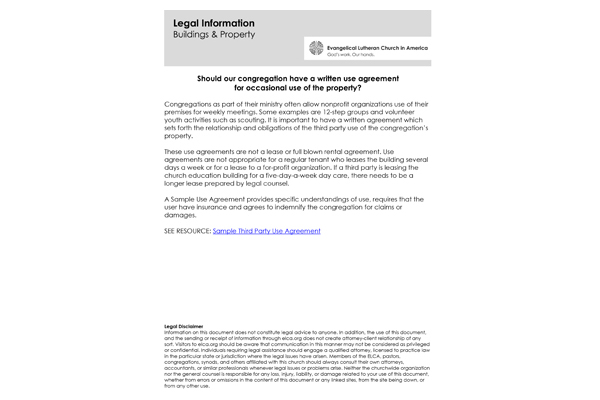 Legal Information – Written Use Agreement