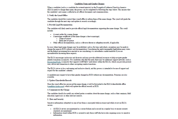 Candidate Name Gender Change Form