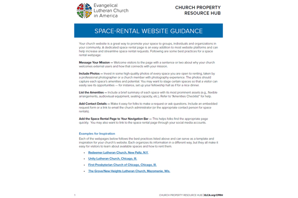 Resource: Space Rental Web Guidance