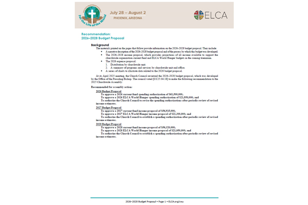 2026-2028 Budget Proposal