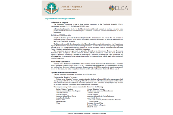 Report of the Nominating Committee