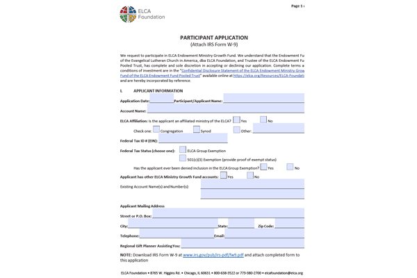 Form A – Participant Application – Fillable PDF