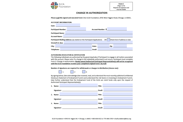 Form C – Change in Authorization – Fillable PDF