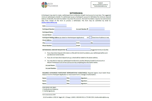 Form E – Withdrawal – Fillable PDF