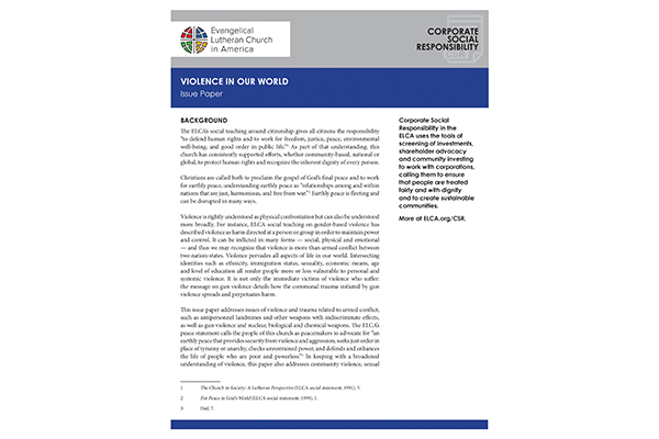 Violence In Our World Issue Paper