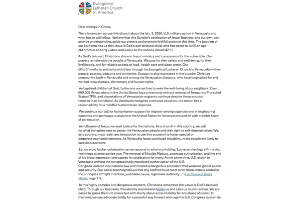 Presiding Bishop Curry Issues Statement on Venezuela