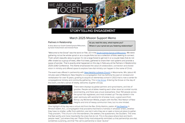 Mission Support Memo – March 2025