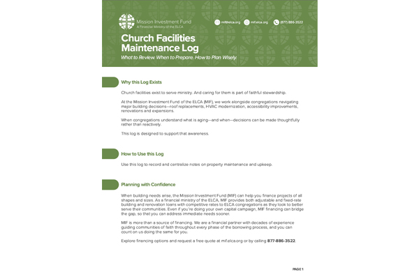 Resource: MIF Facilities Maintenance Log