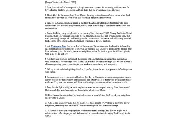 Prayer Ventures – March 2025 (doc)