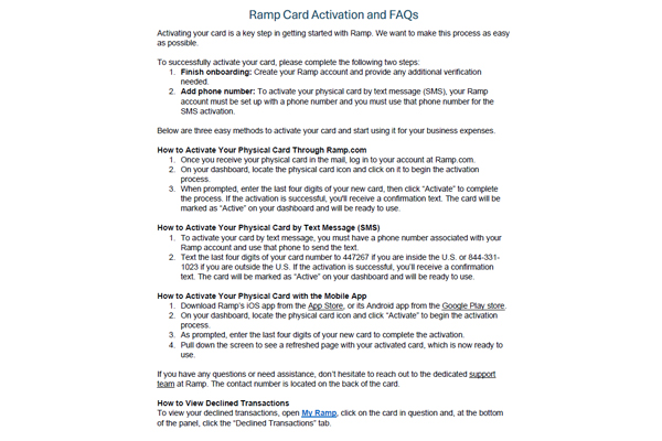 CWA 2025 RAMP VISA Card Instructions