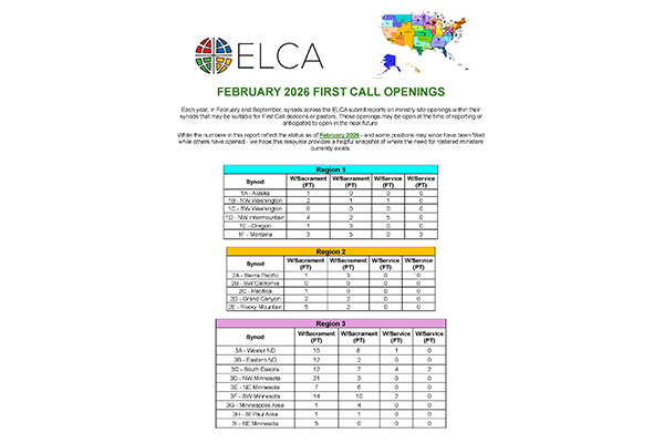 First Call – Openings- February 2026
