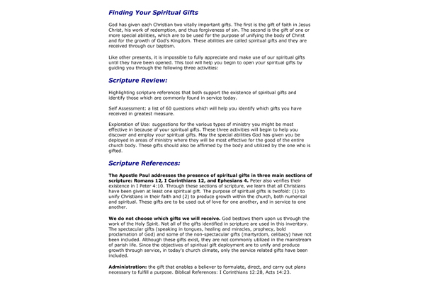 Finding Your Spiritual Gifts – Printable Version