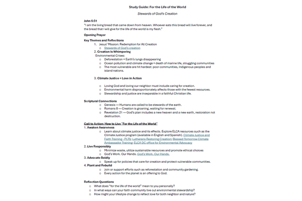 thumbnail of cover page of Stewards of God's Creation bible study guide