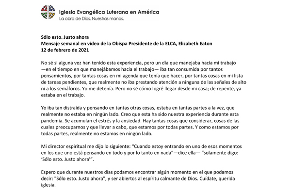 Presiding Bishop Weekly Video Message, February 12, 2021 (Spanish)