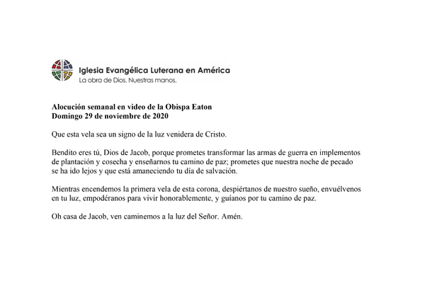 Presiding Bishop Weekly Video Message, November 29, 2020 (Spanish)