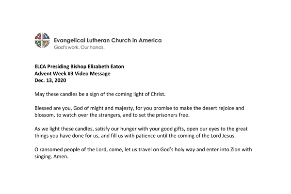 Presiding Bishop Weekly Video Message, December 13, 2020