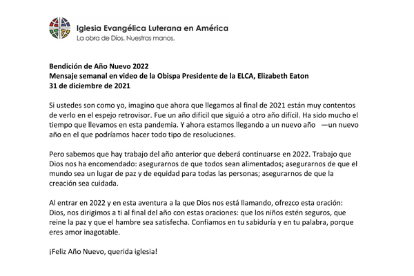 Presiding Bishop Weekly Video Message