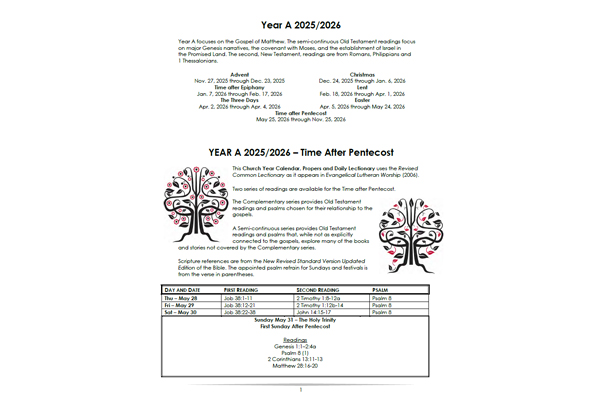 Year A – Time after Pentecost